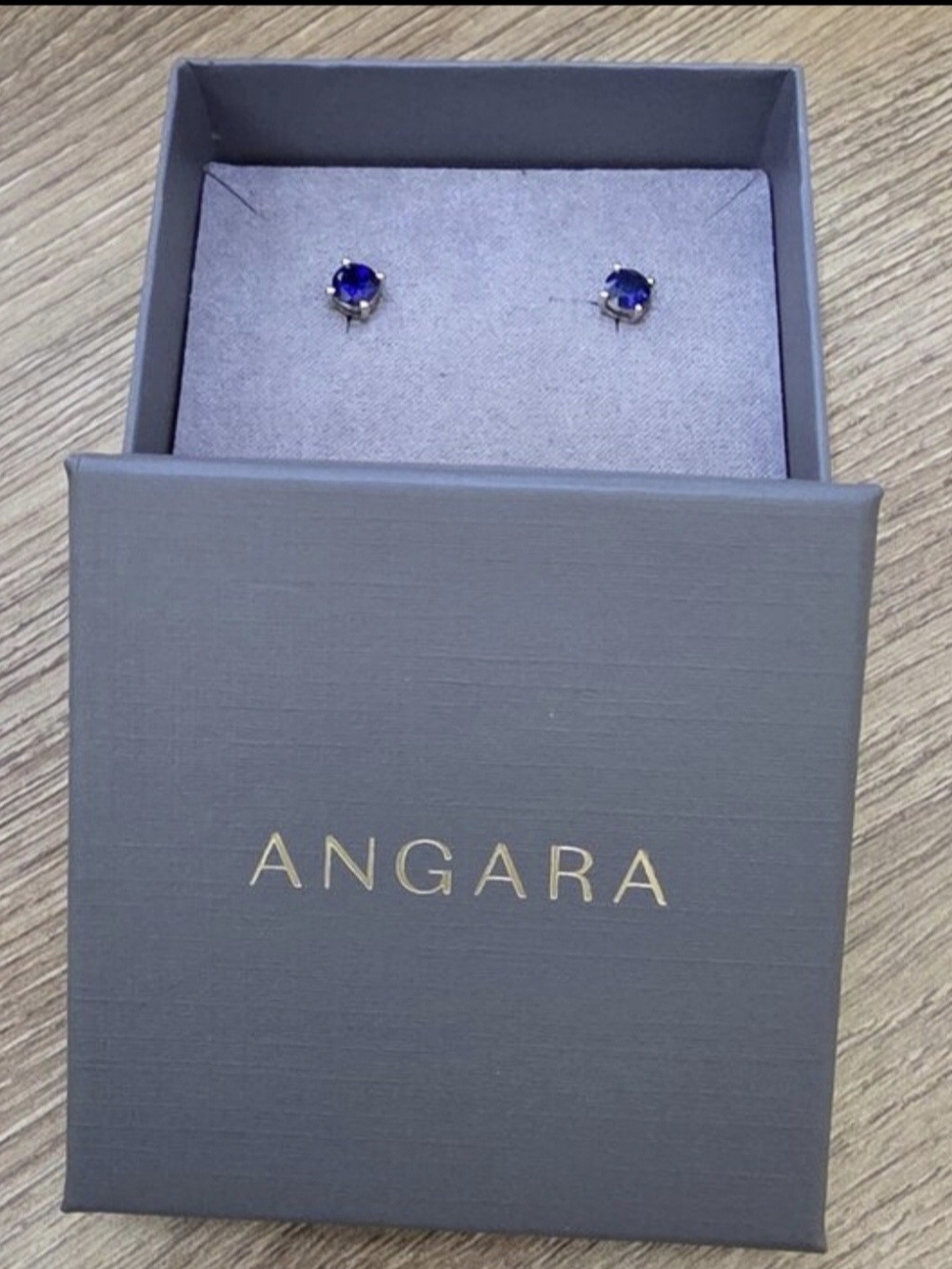 ANGARA Round Blue Sapphire Solitaire Stud Earrings Blue & Silver